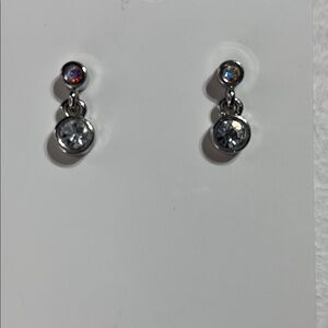 M4M silver tone earrings with crystal stones